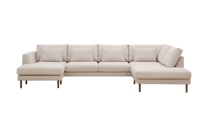 Florenz 4-seters Høyrevendt U-formet Sofa med Divan og Sjeselong i Stoff - Beige - Møbler - Sofaer - U-sofa