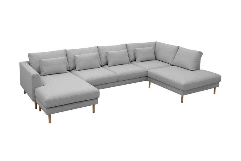 Florenz 4-seters Høyrevendt U-formet Sofa med Divan og Sjeselong i Stoff - Lys grå - Møbler - Sofaer - U-sofa
