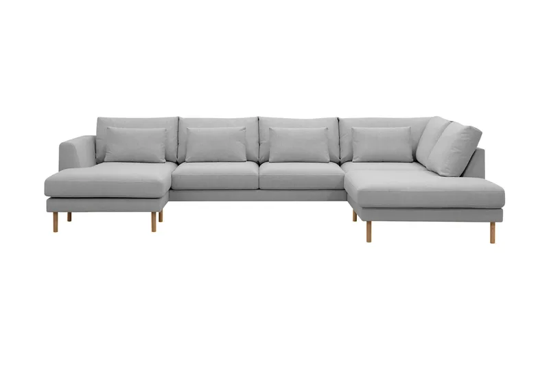 Florenz 4-seters Høyrevendt U-formet Sofa med Divan og Sjeselong i Stoff - Lys grå - Møbler - Sofaer - U-sofa