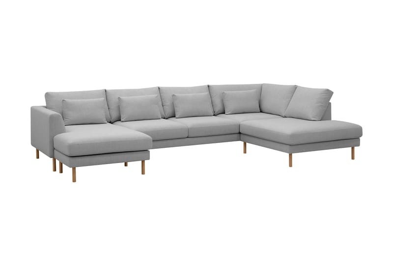Florenz 4-seters Høyrevendt U-formet Sofa med Divan og Sjeselong i Stoff - Lys grå - Møbler - Sofaer - U-sofa