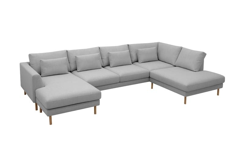 Florenz 4-seters Høyrevendt U-formet Sofa med Divan og Sjeselong i Stoff - Lys grå - Møbler - Sofaer - U-sofa