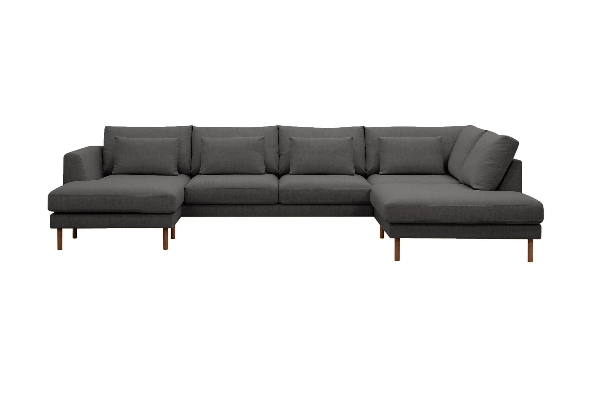 Florenz 4-seters Høyrevendt U-formet Sofa med Divan og Sjeselong i Stoff - Mørk grå - Møbler - Sofaer - U-sofa