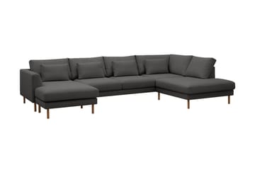 Florenz 4-seters Høyrevendt U-formet Sofa med Divan og Sjeselong i Stoff - Mørk grå - Møbler - Sofaer - U-sofa