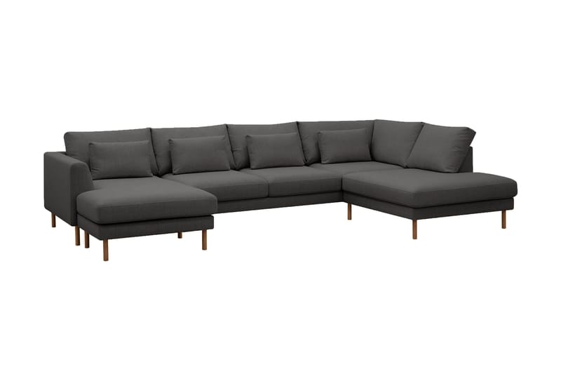 Florenz 4-seters Høyrevendt U-formet Sofa med Divan og Sjeselong i Stoff - Mørk grå - Møbler - Sofaer - U-sofa