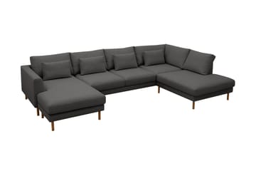 Florenz 4-seters Høyrevendt U-formet Sofa med Divan og Sjeselong i Stoff - Mørk grå - Møbler - Sofaer - U-sofa