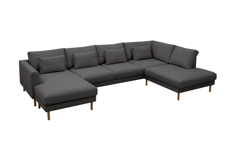 Florenz 4-seters Høyrevendt U-formet Sofa med Divan og Sjeselong i Stoff - Mørk grå - Møbler - Sofaer - U-sofa