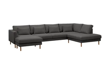 Florenz 4-seters Høyrevendt U-formet Sofa med Divan og Sjeselong i Stoff - Mørkegrå - Møbler - Sofaer - U-sofa
