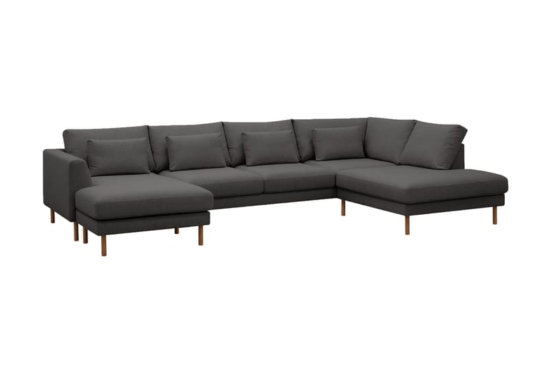 Florenz 4-seters Høyrevendt U-formet Sofa med Divan og Sjeselong i Stoff - Mørkegrå - Møbler - Sofaer - U-sofa