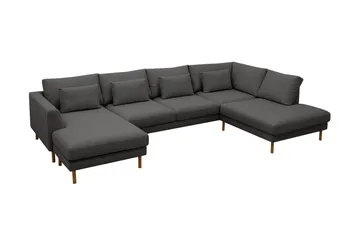 Florenz 4-seters Høyrevendt U-formet Sofa med Divan og Sjeselong i Stoff - Mørkegrå - Møbler - Sofaer - U-sofa