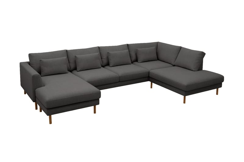 Florenz 4-seters Høyrevendt U-formet Sofa med Divan og Sjeselong i Stoff - Mørkegrå - Møbler - Sofaer - U-sofa