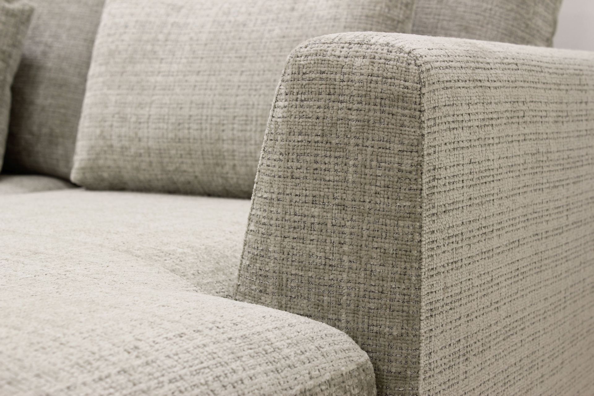 Florenz 4-seters Venstrevendt U-formet Sofa med Divan og Sjeselong i Chenille - Grå / Beige - Møbler - Sofaer - U-sofa