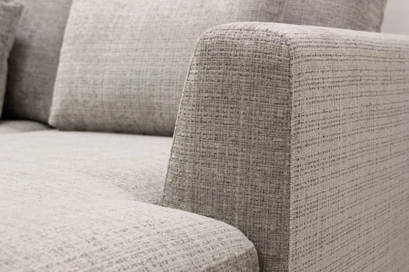 Florenz 4-seters Venstrevendt U-formet Sofa med Divan og Sjeselong i Chenille - Grå / Beige - Møbler - Sofaer - U-sofa