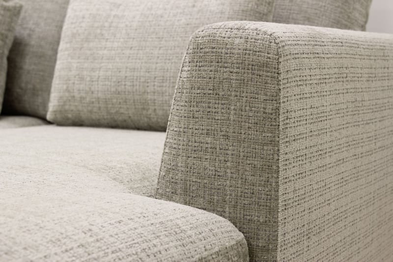 Florenz 4-seters Venstrevendt U-formet Sofa med Divan og Sjeselong i Chenille - Grå / Beige - Møbler - Sofaer - U-sofa