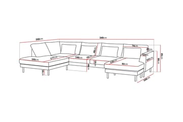 Florenz 4-seters Venstrevendt U-formet Sofa med Divan og Sjeselong i Chenille - Grå / Beige - Møbler - Sofaer - U-sofa