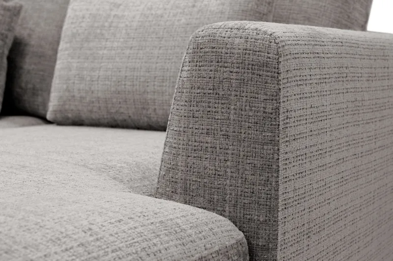 Florenz 4-seters Venstrevendt U-formet Sofa med Divan og Sjeselong i Chenille - Lys grå - Møbler - Sofaer - U-sofa