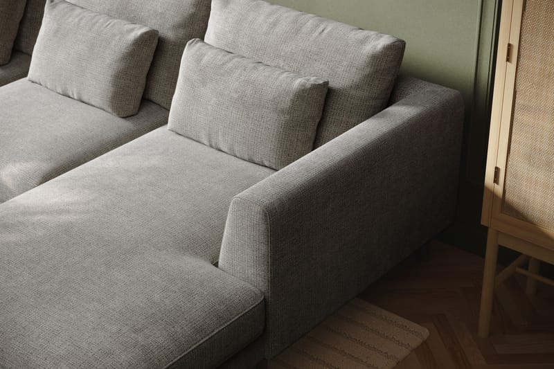 Florenz 4-seters Venstrevendt U-formet Sofa med Divan og Sjeselong i Chenille - Lys grå - Møbler - Sofaer - U-sofa