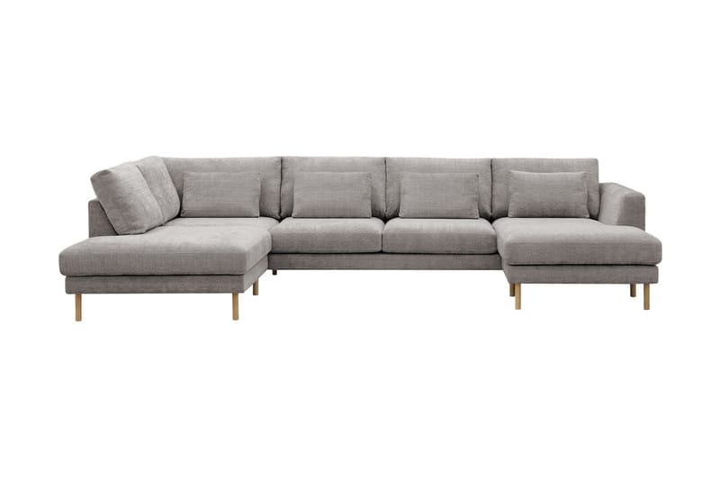 Florenz 4-seters Venstrevendt U-formet Sofa med Divan og Sjeselong i Chenille - Lys grå - Møbler - Sofaer - U-sofa