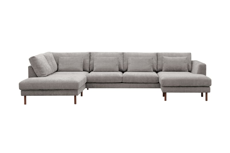 Florenz 4-seters Venstrevendt U-formet Sofa med Divan og Sjeselong i Chenille - Lys grå - Møbler - Sofaer - U-sofa