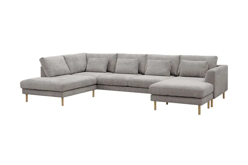 Florenz 4-seters Venstrevendt U-formet Sofa med Divan og Sjeselong i Chenille - Lys grå - Møbler - Sofaer - U-sofa