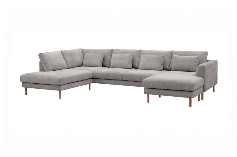 Florenz 4-seters Venstrevendt U-formet Sofa med Divan og Sjeselong i Chenille - Lys grå - Møbler - Sofaer - U-sofa