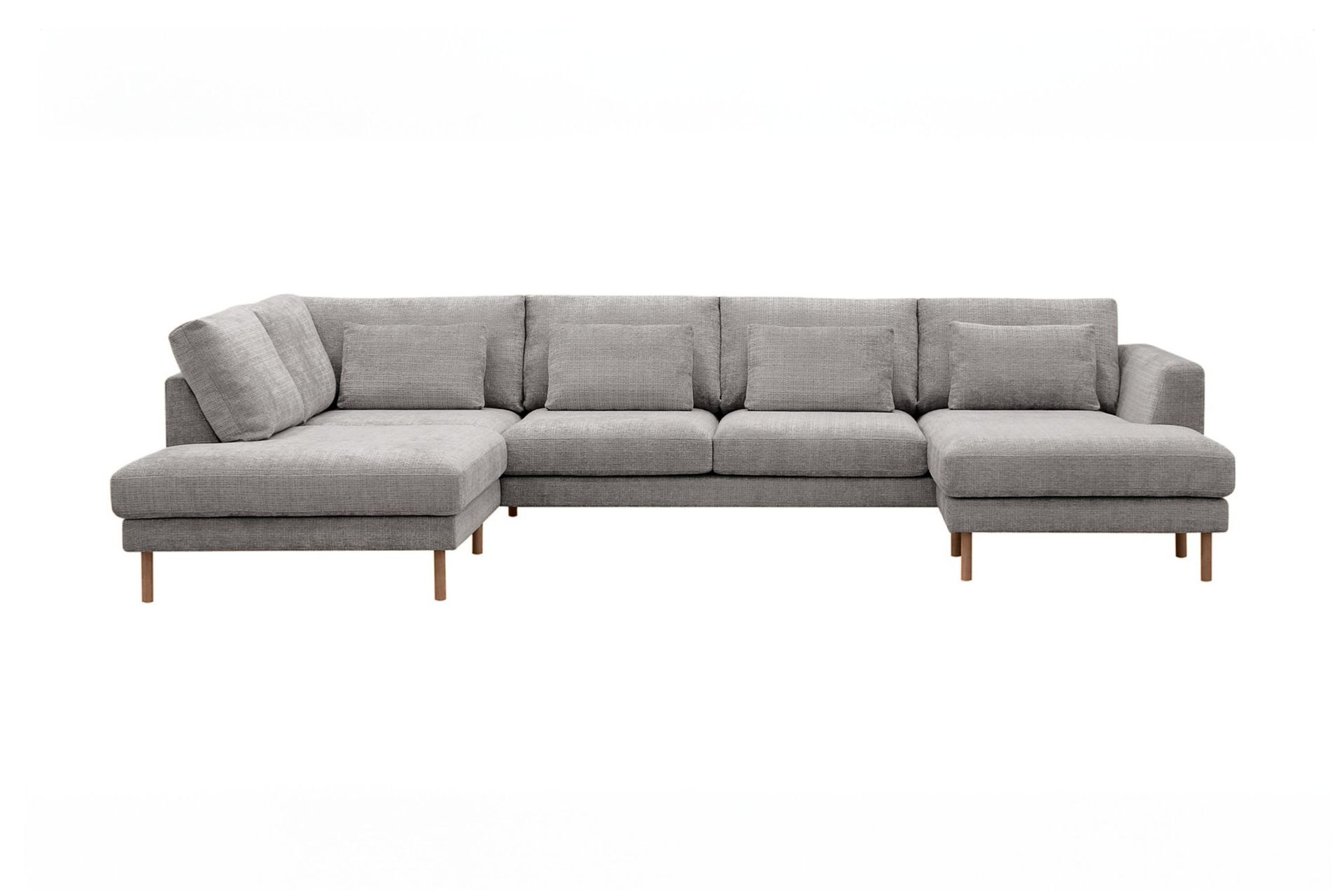 Florenz 4-seters venstrevendt U-formet sofa med divan og sjeselong i chenille - Lysegrå