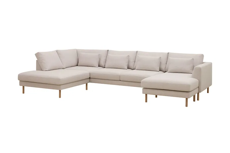 Florenz 4-seters Venstrevendt U-formet Sofa med Divan og Sjeselong i Stoff - Beige - Møbler - Sofaer - U-sofa