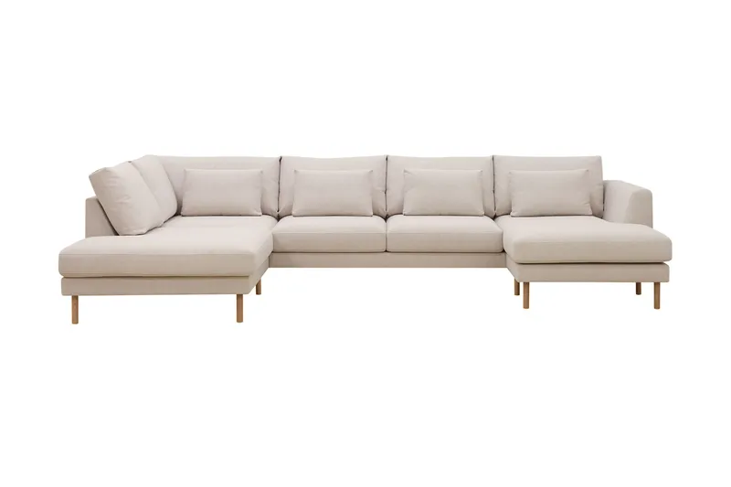 Florenz 4-seters Venstrevendt U-formet Sofa med Divan og Sjeselong i Stoff - Beige - Møbler - Sofaer - U-sofa