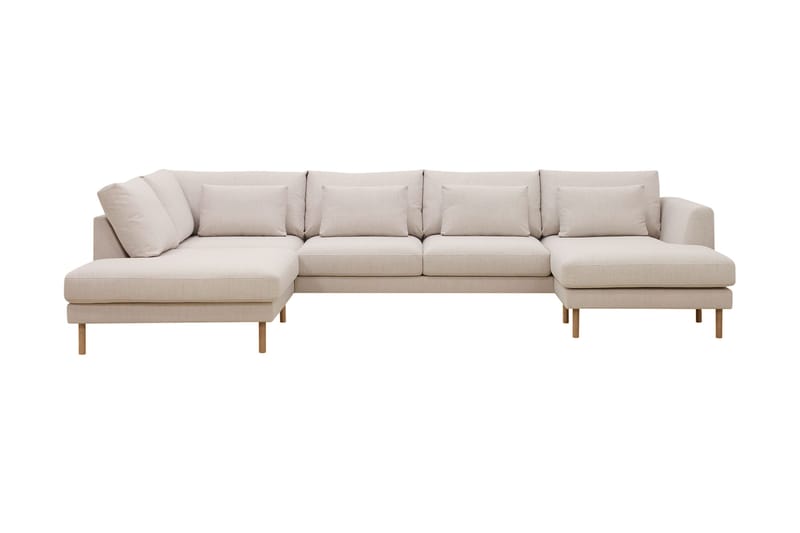 Florenz 4-seters Venstrevendt U-formet Sofa med Divan og Sjeselong i Stoff - Beige - Møbler - Sofaer - U-sofa