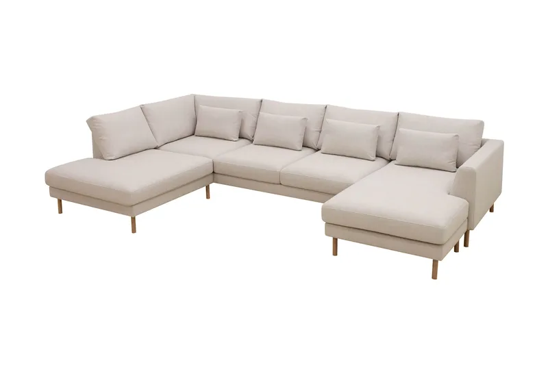 Florenz 4-seters Venstrevendt U-formet Sofa med Divan og Sjeselong i Stoff - Beige - Møbler - Sofaer - U-sofa
