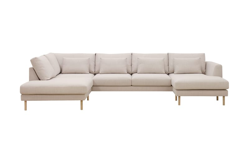 Florenz 4-seters Venstrevendt U-formet Sofa med Divan og Sjeselong i Stoff - Beige - Møbler - Sofaer - U-sofa