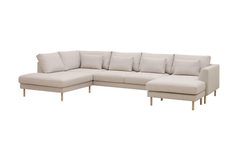 Florenz 4-seters Venstrevendt U-formet Sofa med Divan og Sjeselong i Stoff - Beige - Møbler - Sofaer - U-sofa