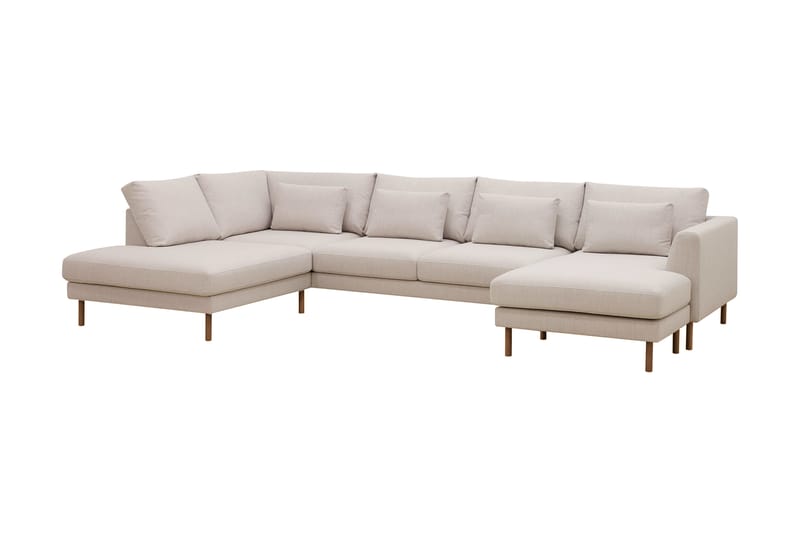 Florenz 4-seters Venstrevendt U-formet Sofa med Divan og Sjeselong i Stoff - Beige - Møbler - Sofaer - U-sofa