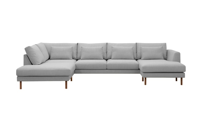 Florenz 4-seters Venstrevendt U-formet Sofa med Divan og Sjeselong i Stoff - Lys grå - Møbler - Sofaer - U-sofa