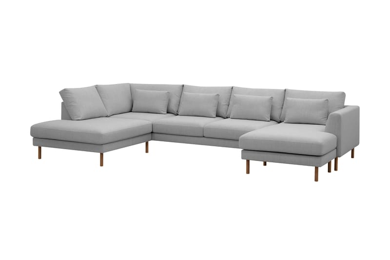 Florenz 4-seters Venstrevendt U-formet Sofa med Divan og Sjeselong i Stoff - Lys grå - Møbler - Sofaer - U-sofa