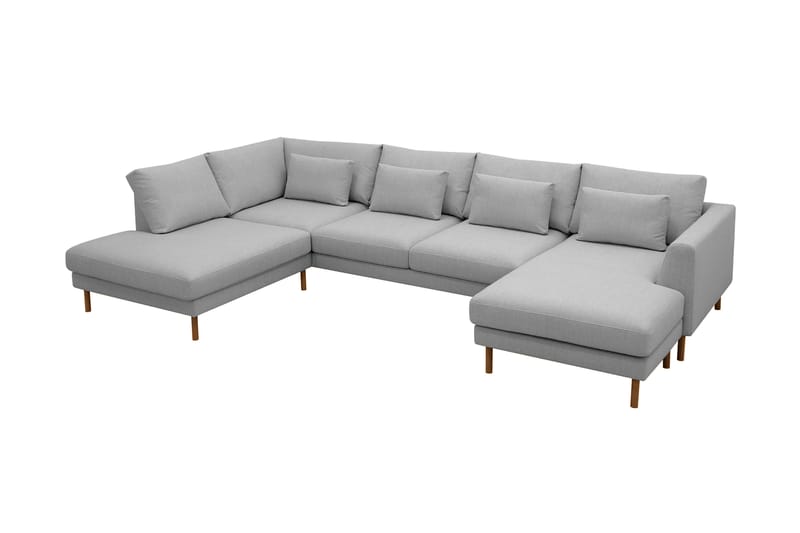 Florenz 4-seters Venstrevendt U-formet Sofa med Divan og Sjeselong i Stoff - Lys grå - Møbler - Sofaer - U-sofa