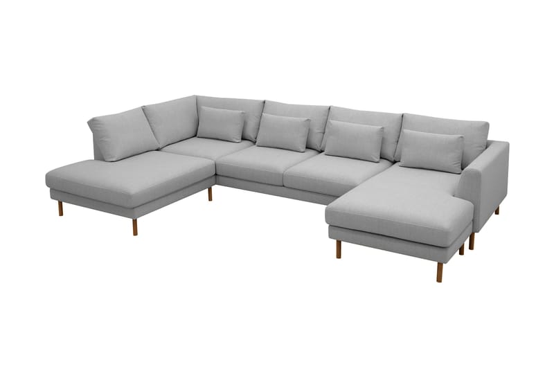 Florenz 4-seters Venstrevendt U-formet Sofa med Divan og Sjeselong i Stoff - Lysegrå - Møbler - Sofaer - U-sofa