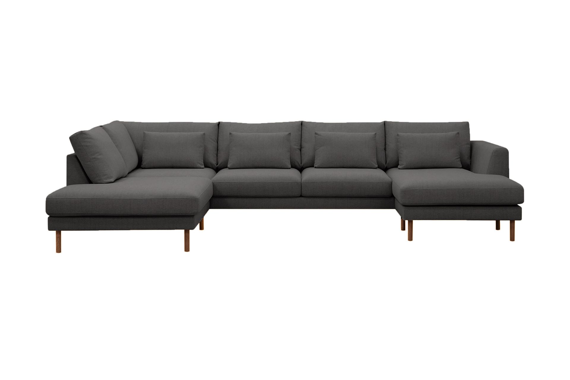 Florenz 4-seters Venstrevendt U-formet Sofa med Divan og Sjeselong i Stoff - Mørk grå - Møbler - Sofaer - U-sofa