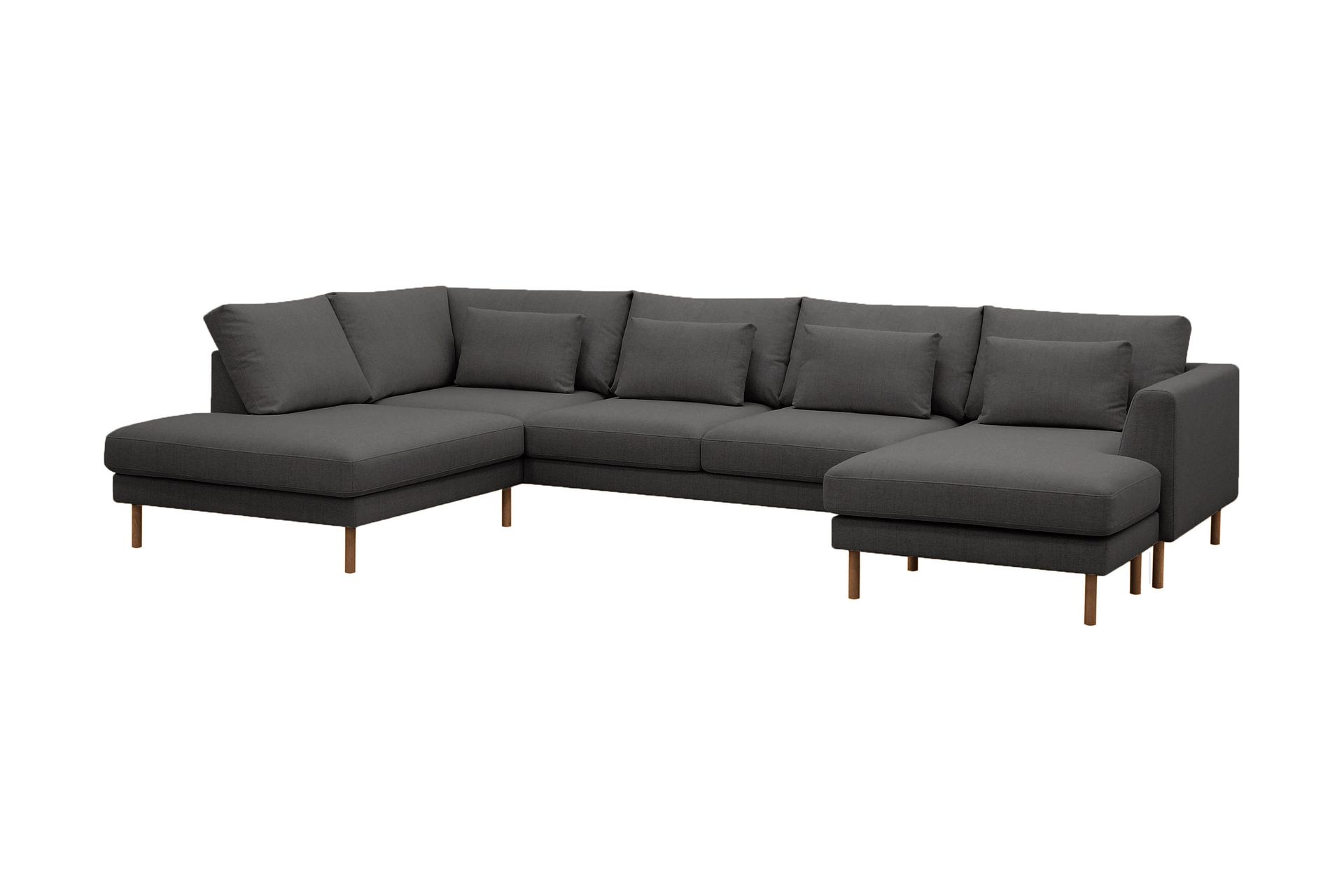 Florenz 4-seters Venstrevendt U-formet Sofa med Divan og Sjeselong i Stoff - Mørk grå - Møbler - Sofaer - U-sofa