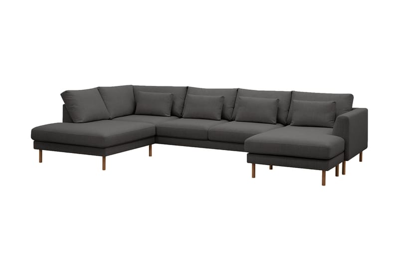Florenz 4-seters Venstrevendt U-formet Sofa med Divan og Sjeselong i Stoff - Mørk grå - Møbler - Sofaer - U-sofa