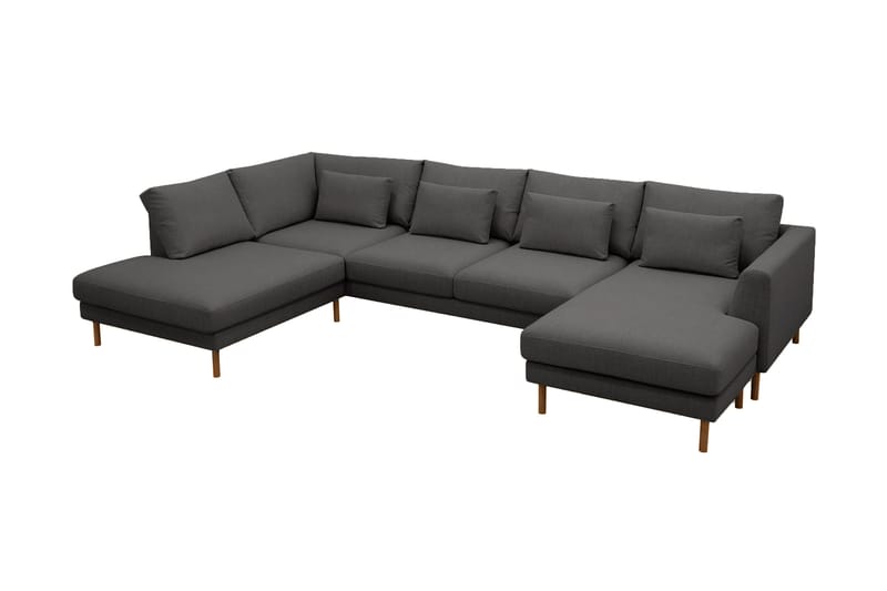 Florenz 4-seters Venstrevendt U-formet Sofa med Divan og Sjeselong i Stoff - Mørk grå - Møbler - Sofaer - U-sofa