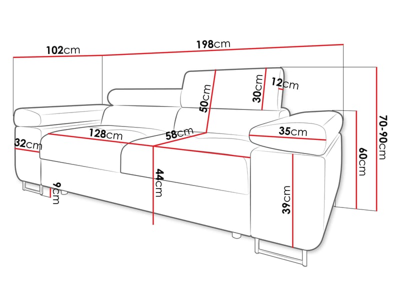 Gabina 2-seters sofa - svart - Møbler - Sofaer - Sofa 3 seter