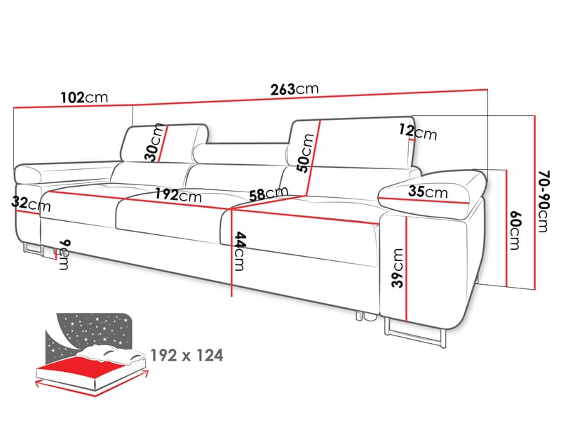 Gabina 3-seters sofa - beige - Møbler - Sofaer - Sovesofaer