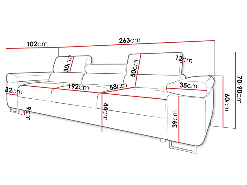 Gabina 3-seters sofa - grå - Møbler - Sofaer - Sofa 3 seter