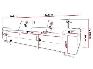 Gabina 3-seters sofa - svart - Møbler - Sofaer - Sofa 3 seter