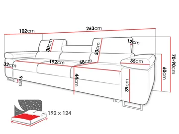 Gabina 3-seters sofa - svart - Møbler - Sofaer - Sovesofaer