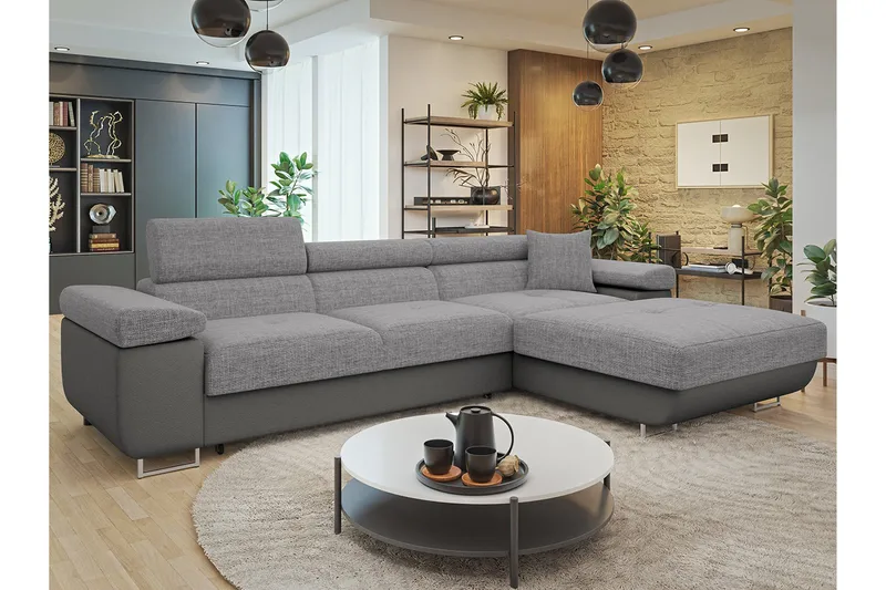 Gabina Sofa med Divan 3-seter - Grå - Møbler - Sofaer - Sofa med sjeselong