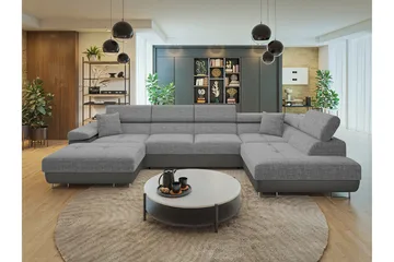 Gabina Sofa med Divan og Sjeselong 4-seter - Beige/Grå - Møbler - Sofaer - Skinnsofaer