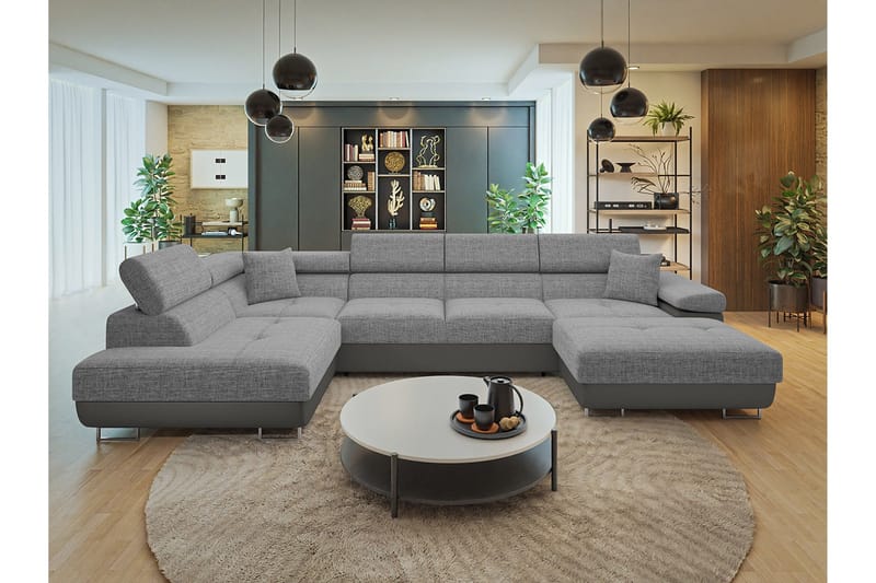 Gabina Sofa med Divan og Sjeselong 4-seter - Beige/Grå - Møbler - Sofaer - Skinnsofaer