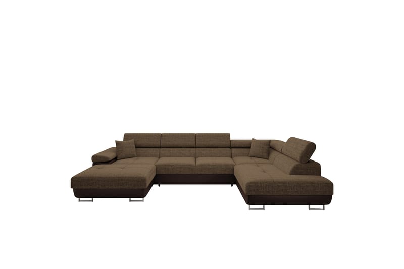 Gabina Sofa med Divan og Sjeselong 4-seter - Brun - Møbler - Sofaer - Skinnsofaer