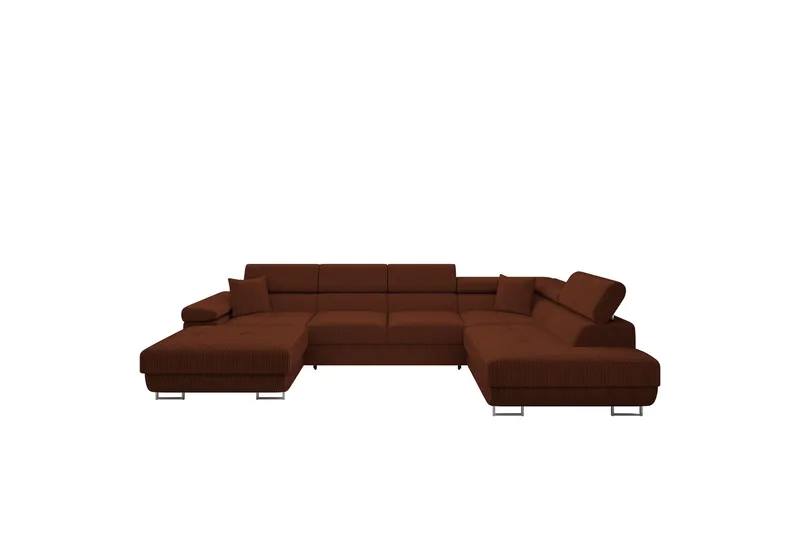 Gabina Sofa med Divan og Sjeselong 4-seter, Brun